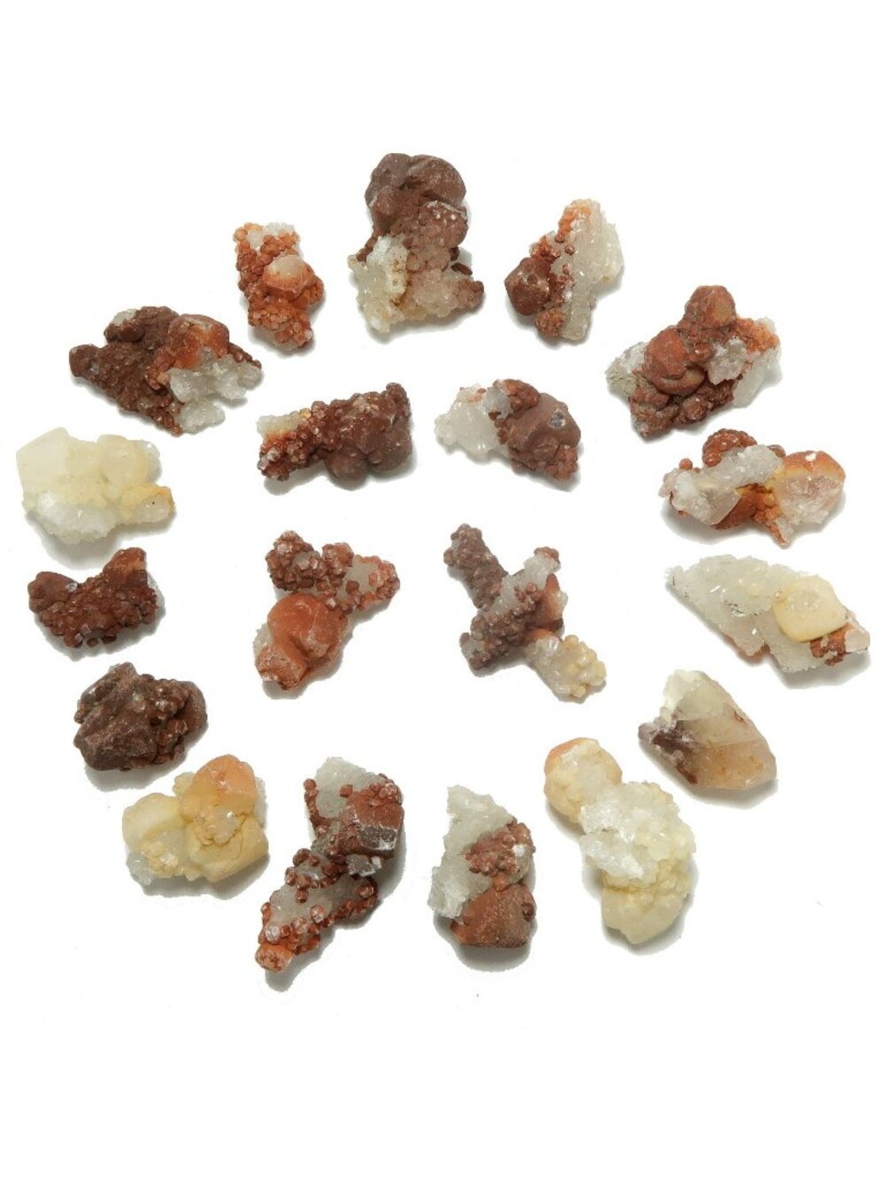White Calcite Red Hematite Raw Crystal Set of 20 Power Clusters Motivation Stone